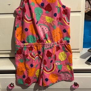 Wonder Nation Size 4t Pink Colorful Fruit Print Girls RomperShorts